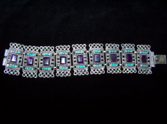 Matl Salas Mexican Silver Amethyst Turquoise Bracelet