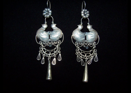 Mexican Silver Lariat Sautoir Signed Tassels