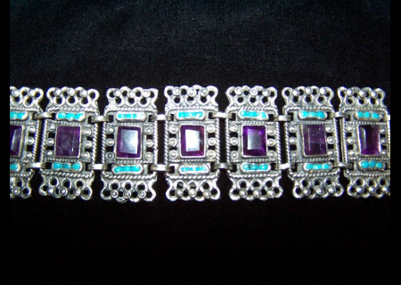 Native American Navajo Silver Stamped /Repousse Cuff