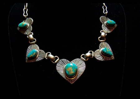 Los Castillo Onyx Negro Warriors Vintage Mexican Silver Necklace